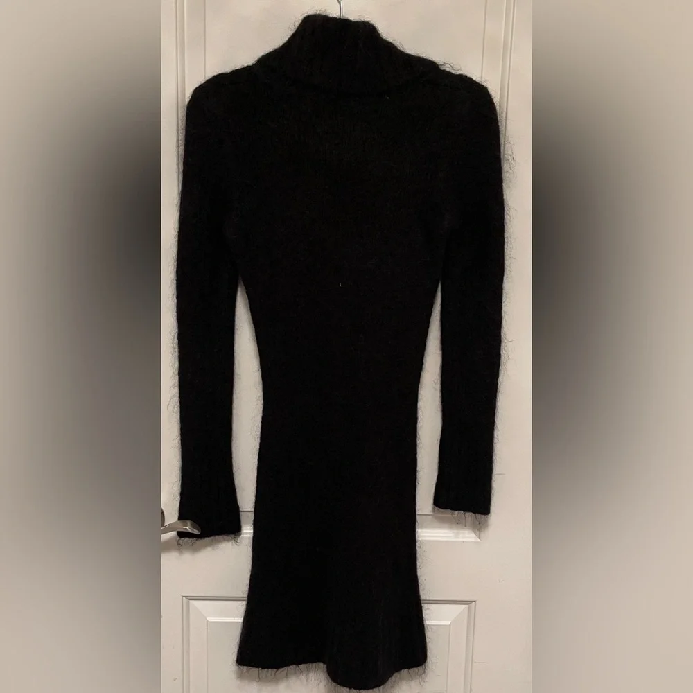 Whimsigoth Black Cowl-Neck Cable Sweater Dress Luxury Soft Stretch Bodycon Small - Picture 4 of 10